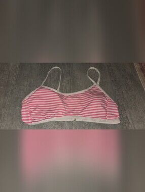 NWOT Shade & Shore Plus Size Pink and White Striped Bikini Bralette Size 16 / XL
